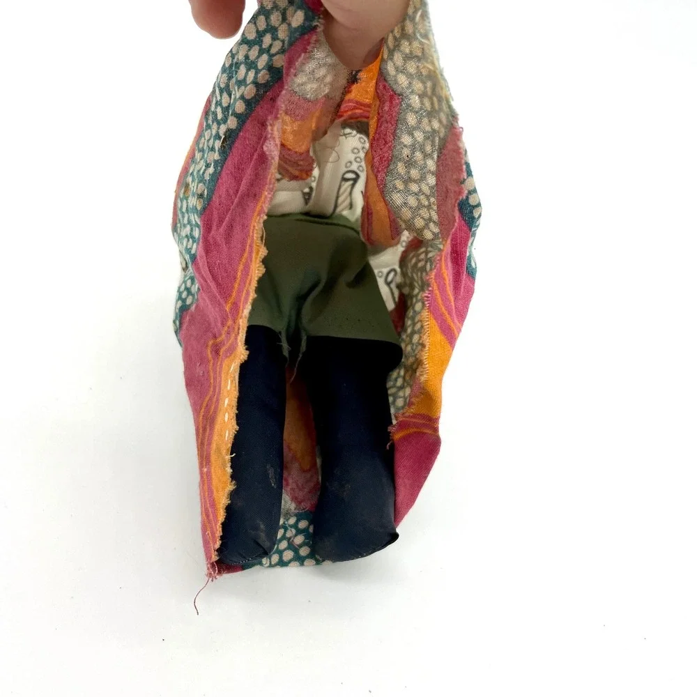 Vintage Souvenir‎ Doll Caribbean Folk Art Straw Basket Headpiece 10